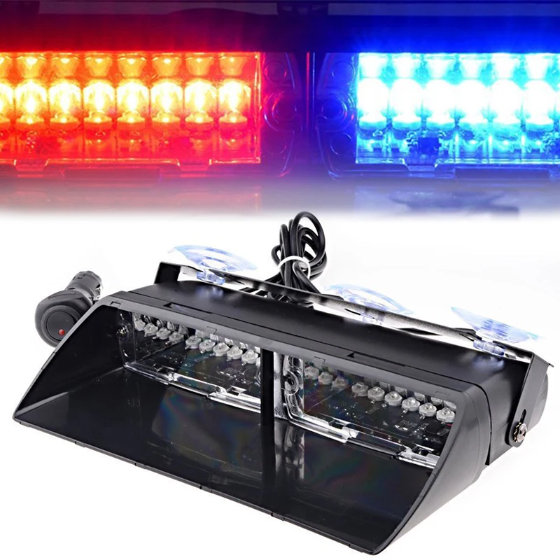 

48W Windshield Led Strobe Light Car Flash Signal Fireman Police Beacon Warning Light Red Blue Led Emergency Vehicle Lights