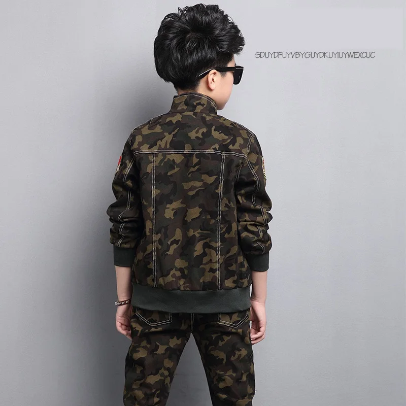 Male child clothing autumn set camouflage cotton 100% 2024 sports sets child spring boy long-sleeve + pants 2pcs