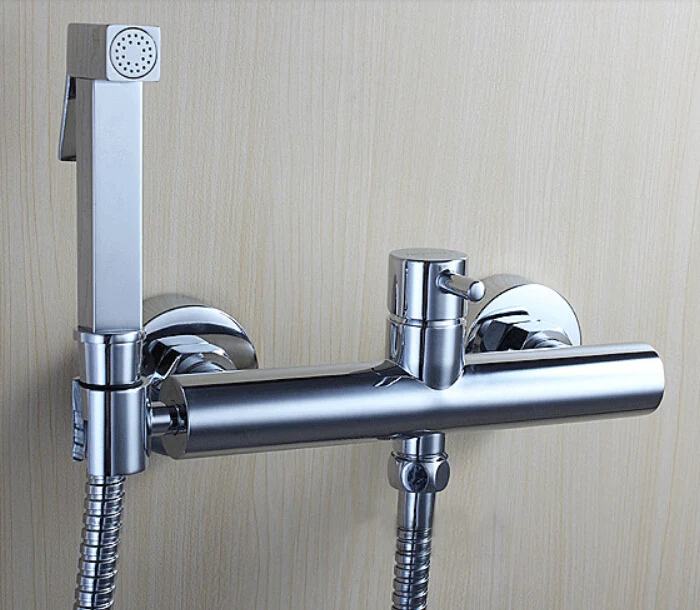 

copper Toilet Hand held Hot & Cold Bidet Spray Shattaf Water Valve Mixer with Holder Sprayer Shower BD277