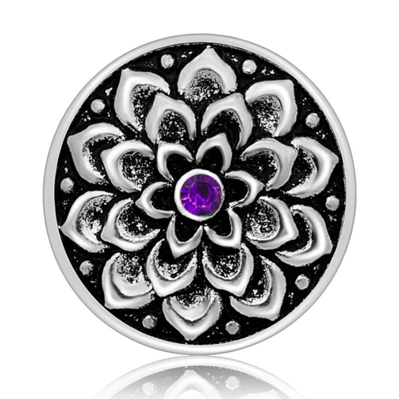 KZ3240 New Beauty elegant Flowers colorful rhinestone 18MM snap buttons fit snap bracelets jewelry wholesale