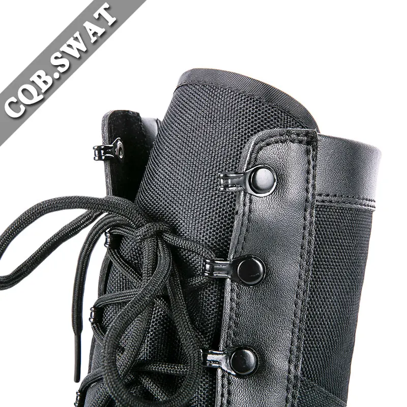 Light Black Leather Mens Fashion Summer Boot Breathable Wearable Black Lace-up Ankle Boots