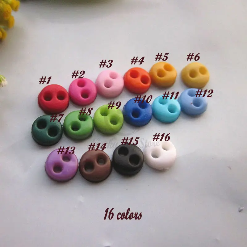 Tiny Buttons 144pcs Mixed / 16 colors 4mm 2 Holes Round Bread Mini Buttons for Crafting Doll Clothes Sewing  Materials Supplies