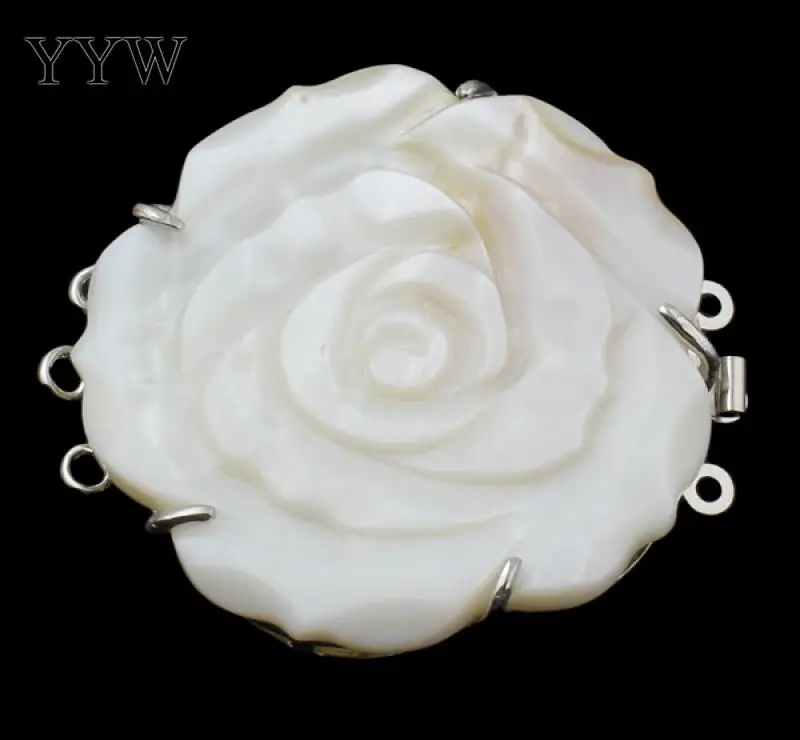 

5pcs Brass Box Clasp With White Shell Flower Large Necklace Clasp Big Necklace Connector 3 Strand finding Jewelry Clasp 49x44