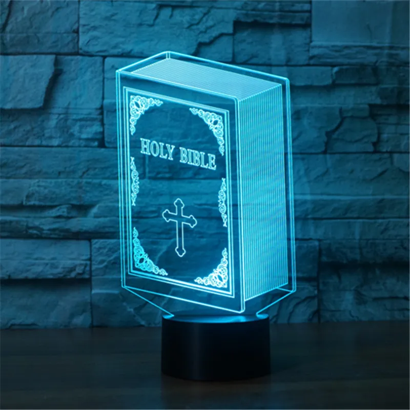 2018 New foreign trade Bible 7 color 3D lamp LED acrylic visual lamp creative touch illusion lamp LED toys Christmas gift