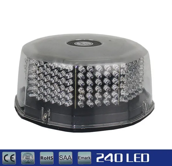 240 LED Amber Magnetic Beacon Light Emergency Warning Strobe Yellow Roof Round