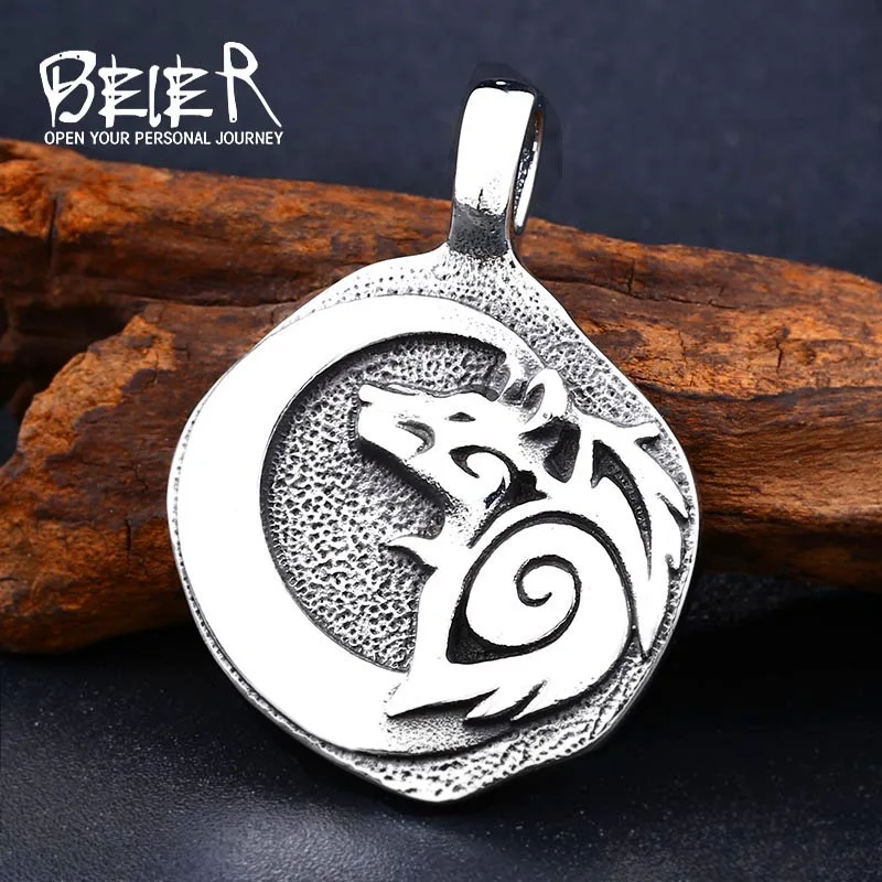 BEIER new store Odin Wolf and Crow Necklace jewelry pendant Nordic jewelry Viking charm pendant BP8-298