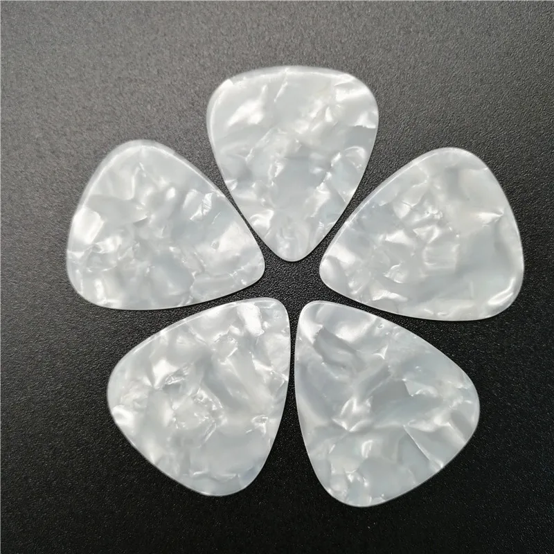 White Pearloid Guitar Picks, Celluloid, Different Thickness, Plectrum, Best Price, 100Pcs