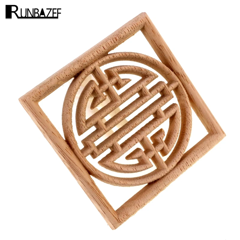 RUNBAZEF Home Decoration Accessories Furniture Wood Appliques Woodcarving Corner Decal Wooden Decor Wall Door Miniature Figurine