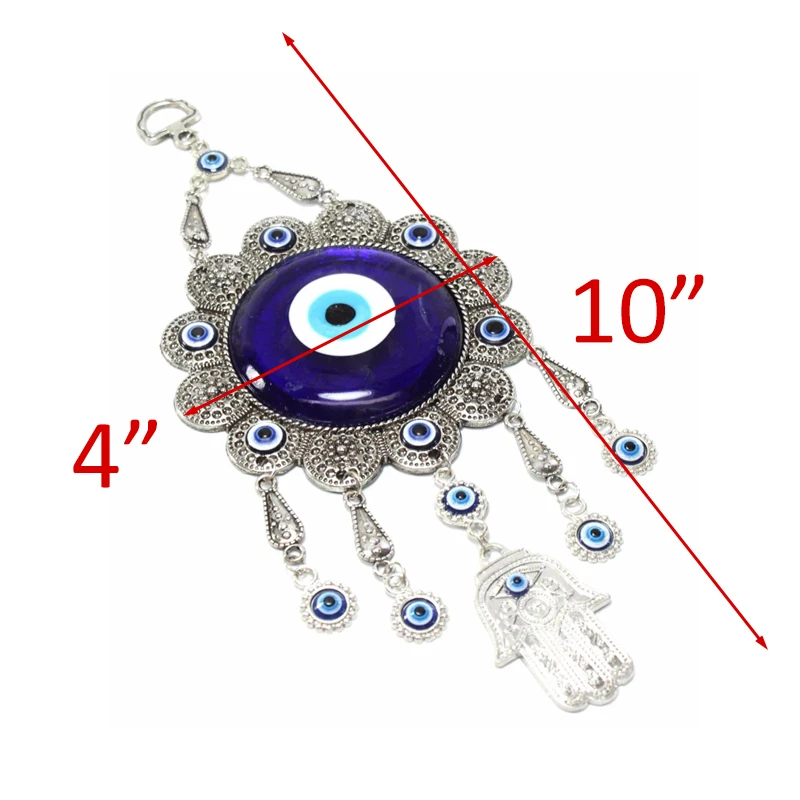 JX-LCLYL Wall Hanging Turkish Blue Evil Eye Flower Hamsa Hand Amulet Decor Protection