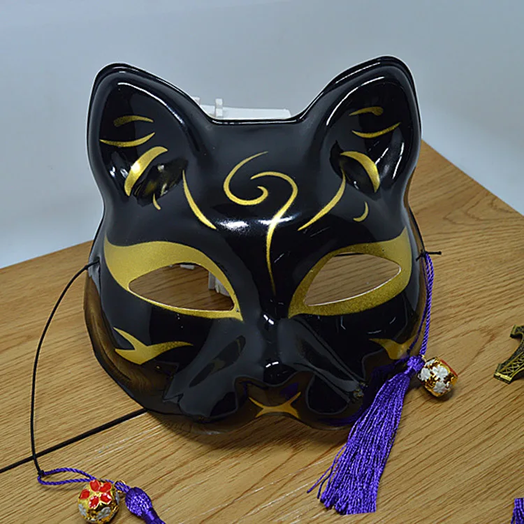 Cosplay impreza z okazji Halloween masquerade mężczyźni i kobiety kolor czarny maska lisa moda gotyckie japońskie akcesoria kostiumy maska kota