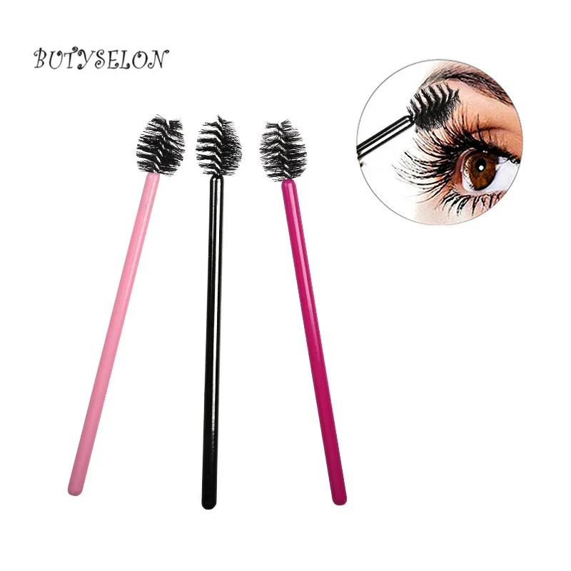 200Pcs Handle Disposable Water Drop Shape Cosmetic Brush Nylon Mascara Wands Lashes Makeup Brushes Eyelash Extension Tools