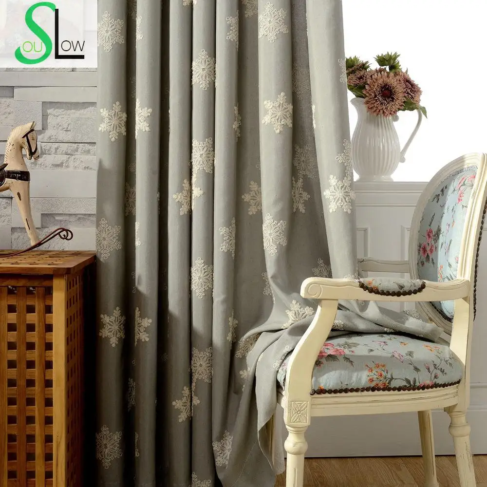 

Small Snowflakes Embroidered Curtain Pastoral Floral Curtains Cortinas For Living Room Modern Window Kitchen Tulle And Sheer