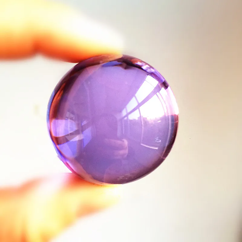 Top Quality Lucky Stone 40mm Purple K9 Crystal Fengshu Sphere Glass Round Ball Carved Birthday Craft For Wedding Home Decoration