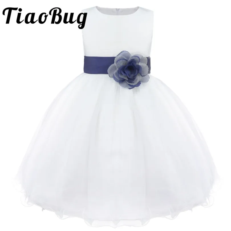 TiaoBug-vestidos formales de flores para niña, vestido de desfile de princesa para boda, vestido de baile hasta la rodilla, vestido de primera comunión, 2-14 años