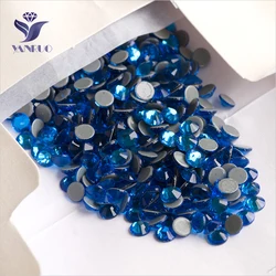 YANRUO 2058HF SS4-SS30 Capri Blue Hot Fix Rhinestone Strass Flat Back Hotfix Crystal Loose Beads For Craft