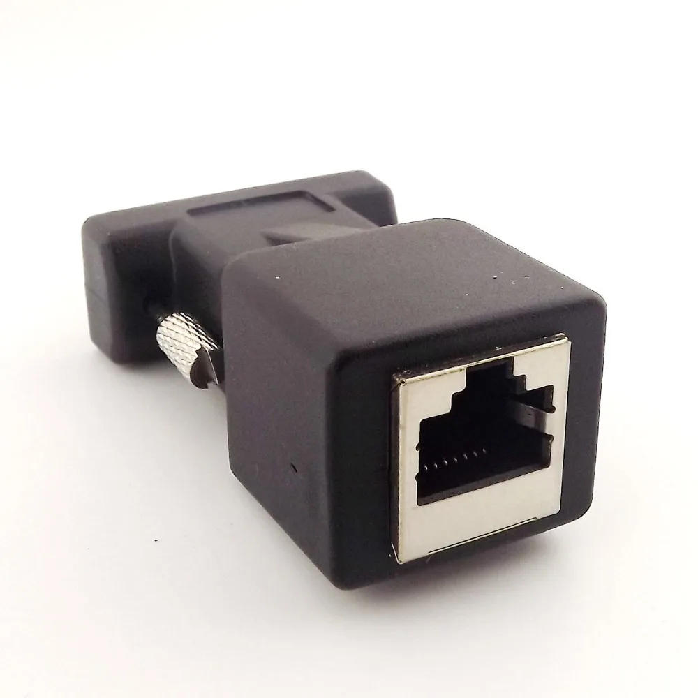 1 cái DB9 RS232 Nam để RJ45 Nữ Extender Nối CAT5 5e Cable Network Adapter