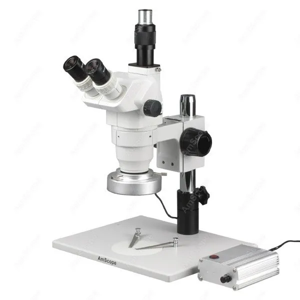 AmScope Zoom Trinocular Stereo Microscope 2X-180X on Pillar Stand+ 80-LED Aluminum Ring Light