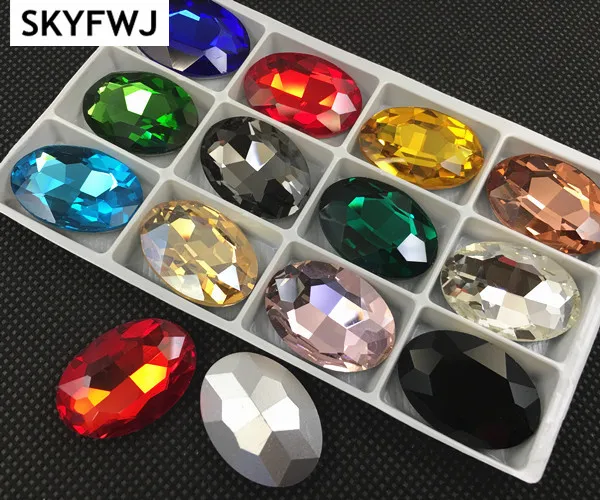 Oval Rhinestone 4x6,6x8,8x10,10x14,13x18,18X25,20x30mm All Colors Pointback Glass Crystal Stones DIY Garment dress making