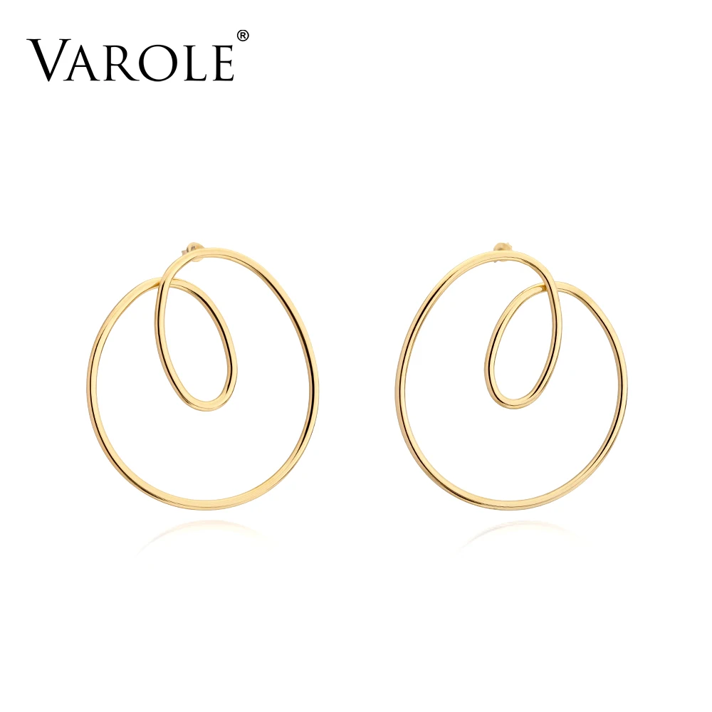 

VAROLE New Arrival Irregular Shape Long Earrings for Women High Quality Stainless Steel Drop Gold Color Big Earring