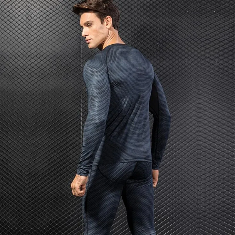 Men Pro Shaper Compression Underwear Sets 3D Cut Tight Pants & Tops,Elastic Quick-dry Wicking Sport Fitness Long Sleeve T-shirt