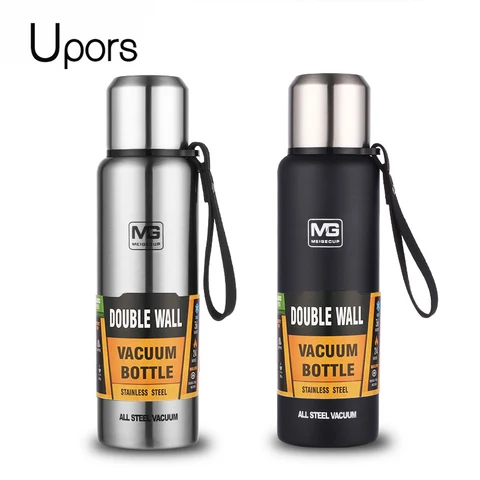UPORS Garrafa térmica portátil de aço inoxidável de grande capacidade, copo isolado com corda, garrafa térmica 500/700/1000/1500ml