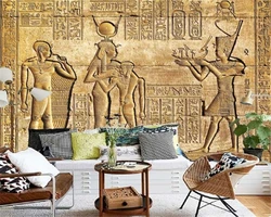 Custom Silk material Wallpaper HD Egyptian Reliefs Mural Mythology Pharaoh TV Background Wall 3d wallpaper