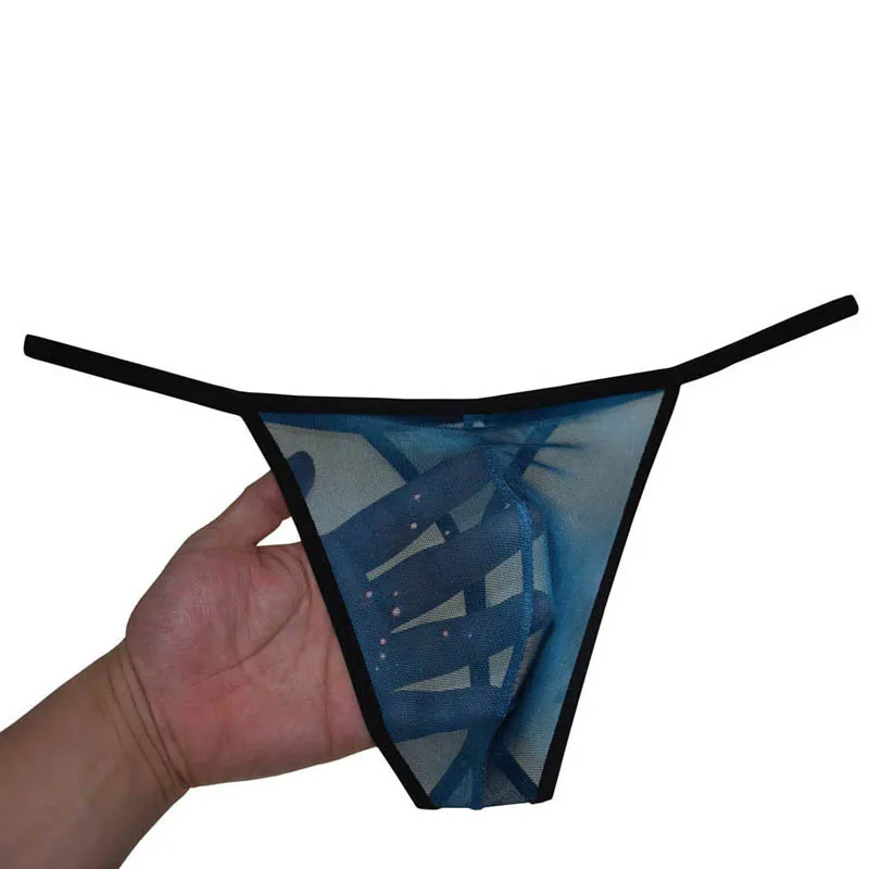 Men See-through Mesh G-string Underwear Skinny Sides Bikini Thong Lingerie Tanga