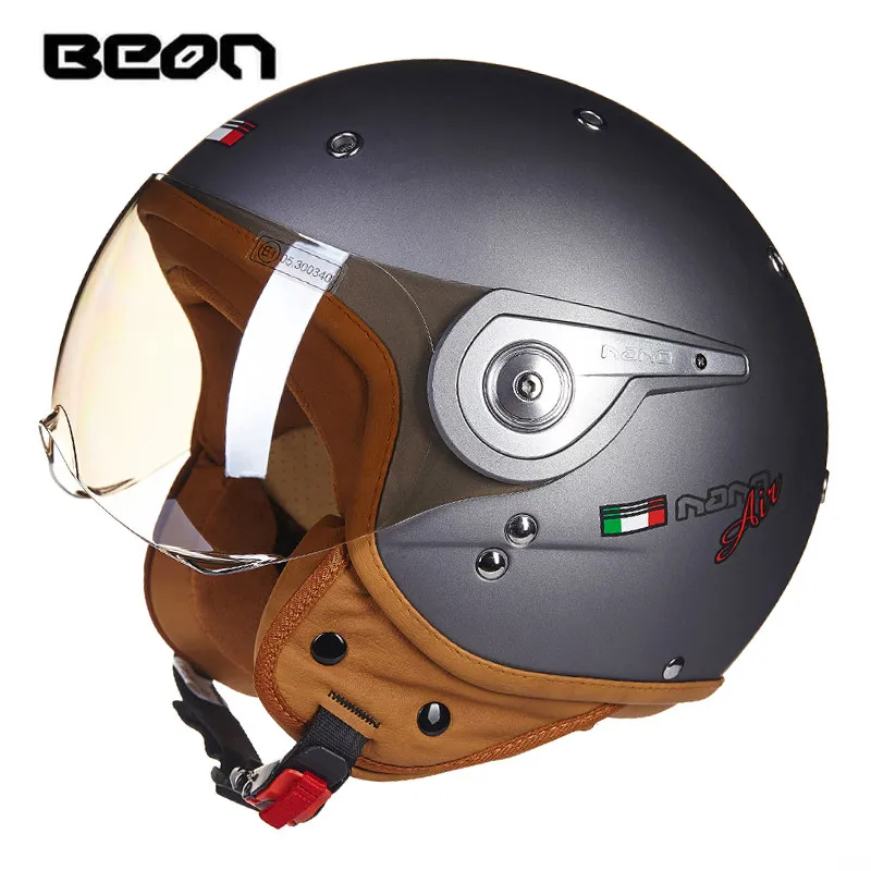 BEON B-110 Casque de moto beon 3/4 d'expériences ouverts Rétro puzzles ete pendentifs ocross casque moto vintage casco moto