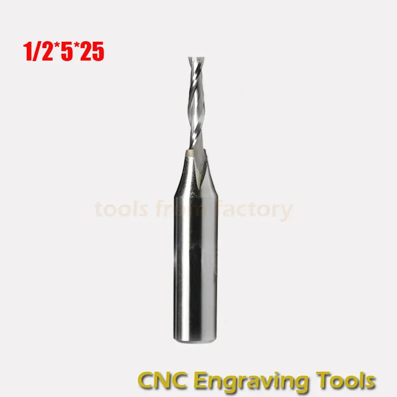 1pc 1/2*5*25 TCT CNC Engraving Tungsten steel tools milling cutter 2 Flute Spiral wooden cutter cutter 1/2 shank