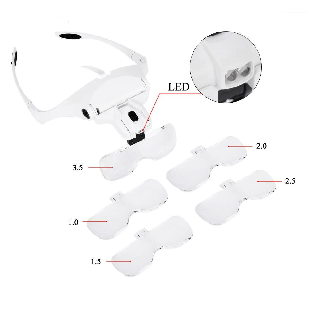 3.5X Magnifier eyewear eyelash magnifying glasses lupa relojero lupas de aumento loupe glass lente ingrandimento L led loupe