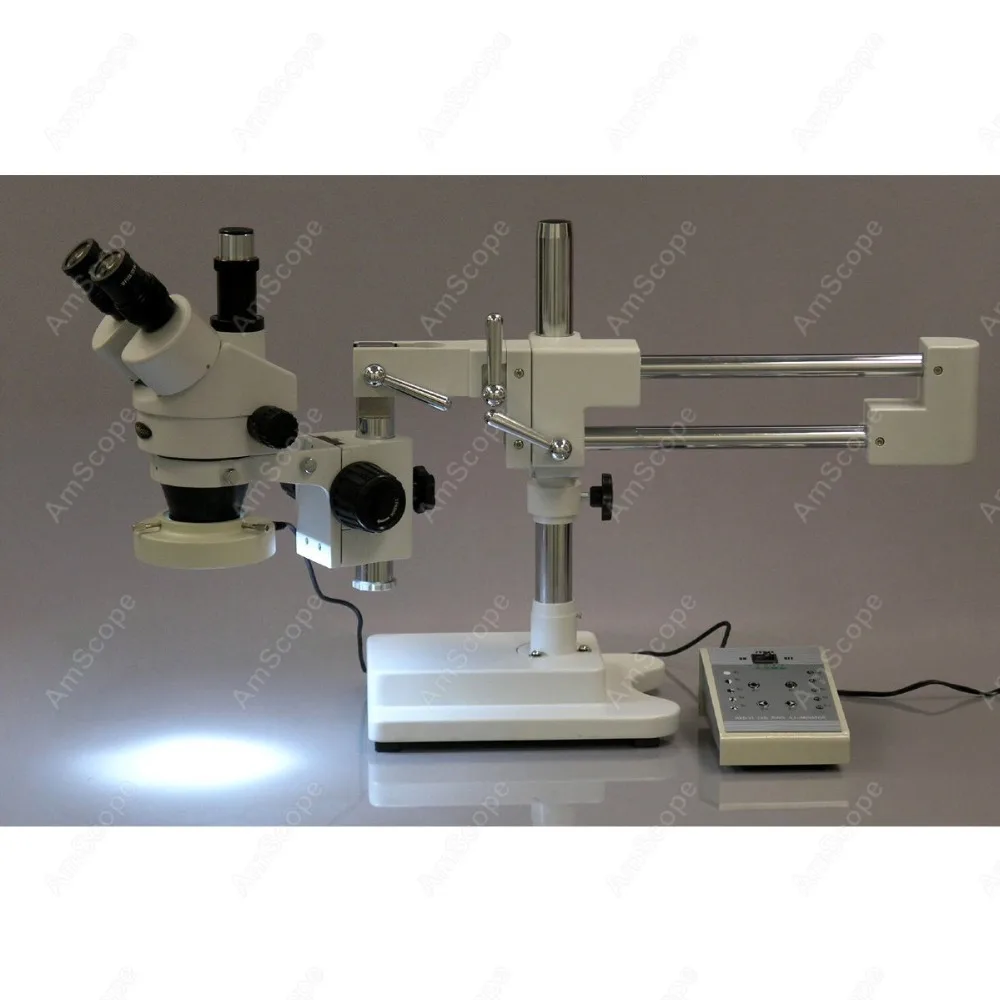 Laboratory Microscope-AmScope Supplies3.5X-90X Boom Stand Stereo Microscope with 8-Zone 80-LED Light + 5MP USB Camera