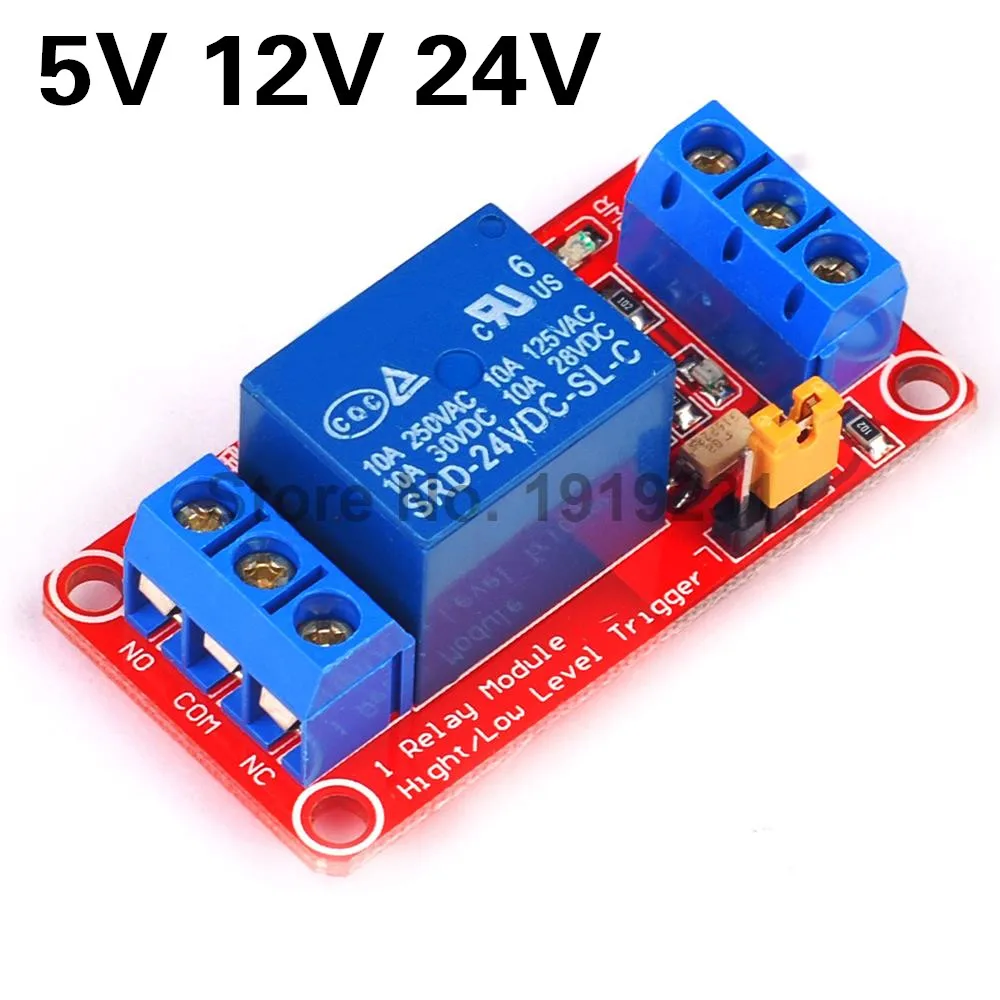 

5V 12V 24V 1 Channel Relay Module High and Low Level Trigger Optocoupler Isolation Relay Module