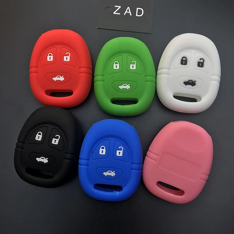 ZAD silicone rubber car key Case Cover skin holder protector Shell for Saab 9-3 9-5 93 95 3 Buttons Smart Remote Key Fob