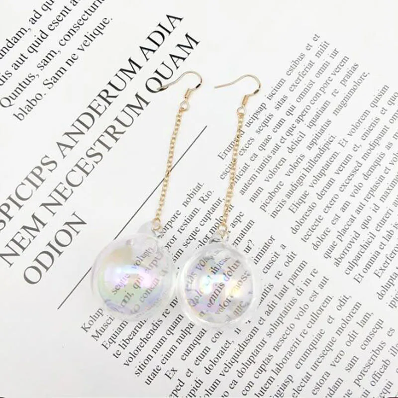 New Fashion Transparent Colorful Water Ball Clip on Earrings No Pierced for Women Party Luxury Pierced Earrings Bijouterie