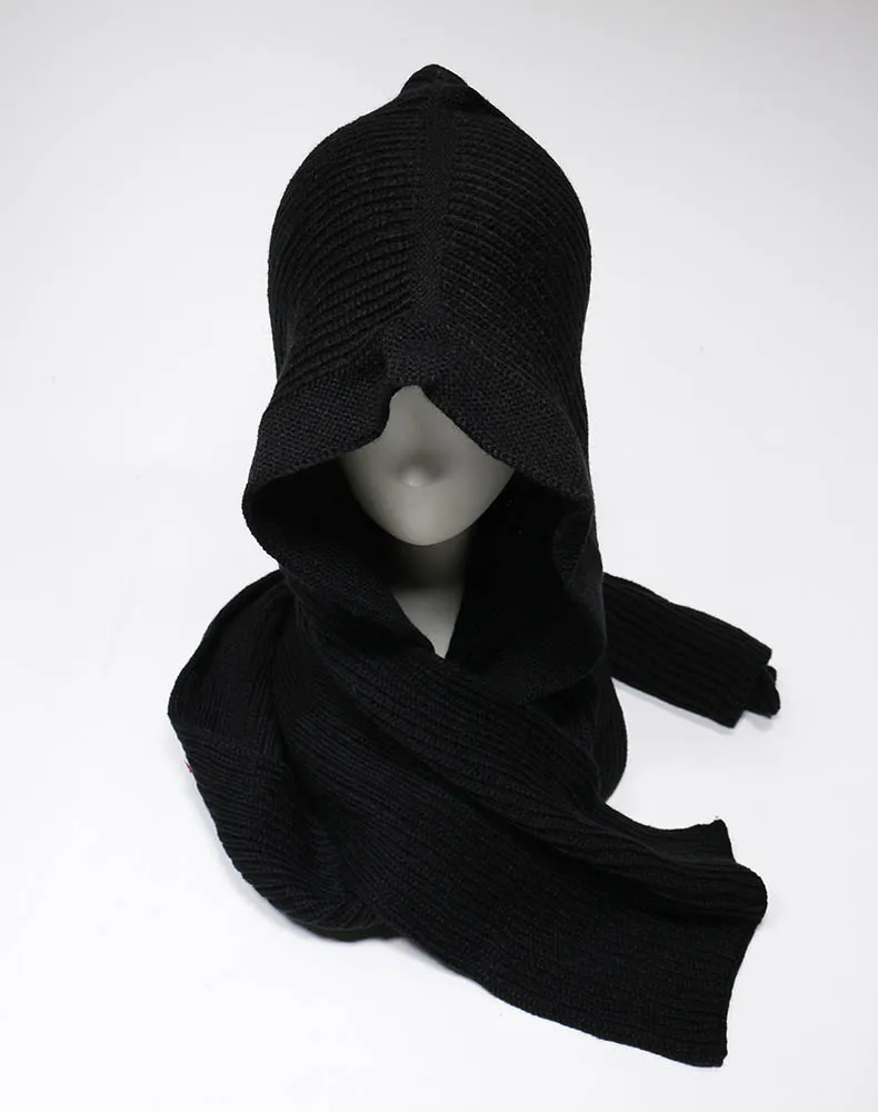 Women Winter Knit Hooded Scarf Headscarf Neck Warmer Hoodie Hat