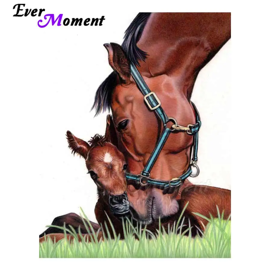 

Ever Moment Diamond Painting Horse Animal Full Square Drill Picture Of Rhinestone 5D DIY Diamond Embroidery Home Decor ASF1407