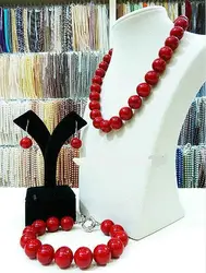 NEW Real natural 12MM red coral necklace 18 