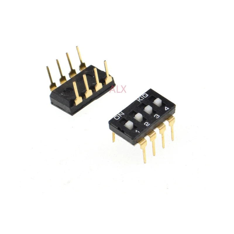 10PCS BLACK Gold 4p DIP 4 Position TOGGLE switch doule Row 4PIN PITCH 2.54MM Slide Switches 4 PIN