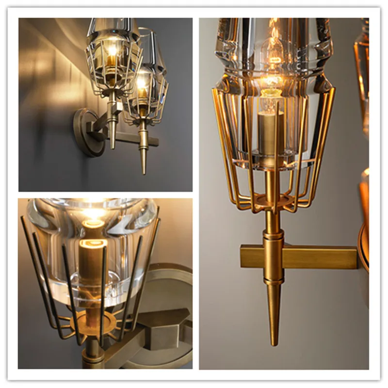 Wedding led gold crystal wall light fixtures led Wandlamp Post Modern large led Wall sconce Guest Room shopcase indoor Wall lamp