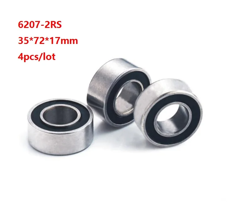 

4pcs/lot 6207RS 6207-2RS 6207 2RS rubber seal ball bearings 35*72*17mm Deep Groove Ball Bearing 35x72x17mm