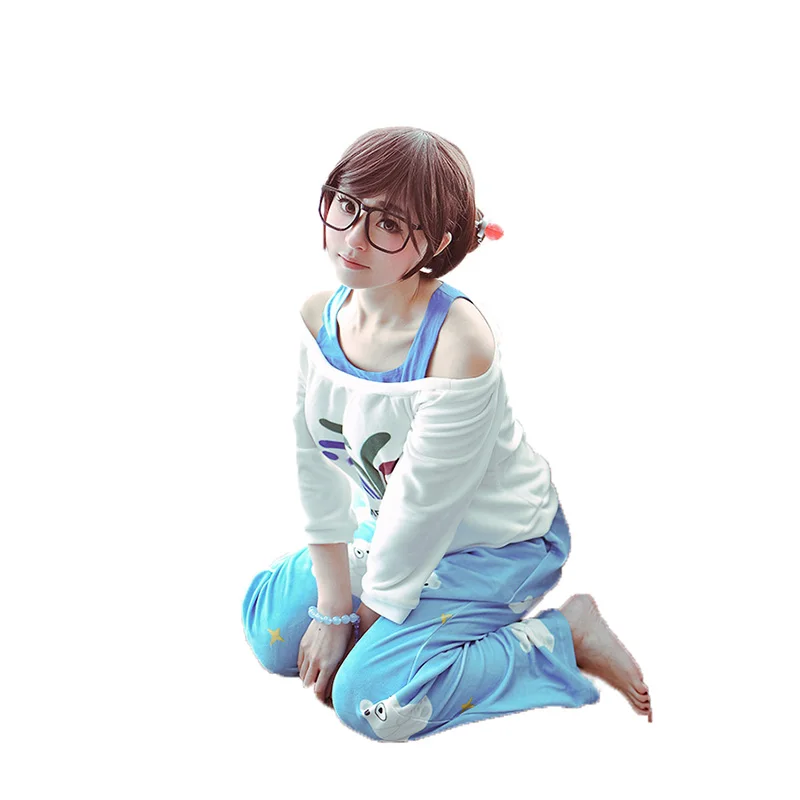 Ow Kawaii Mei Summer Games Sweater CG Rise and Shine Cosplay Pajamas Meiling Zhou Costume Mei Polar Bear Pants