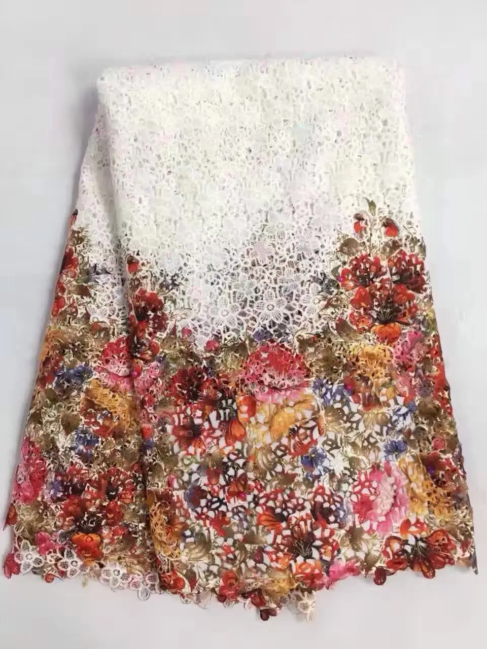 

Multi Colour High Quality Water Soluble African Cord Lace Guipure Lace Fabric For Women Nice Dress M10423