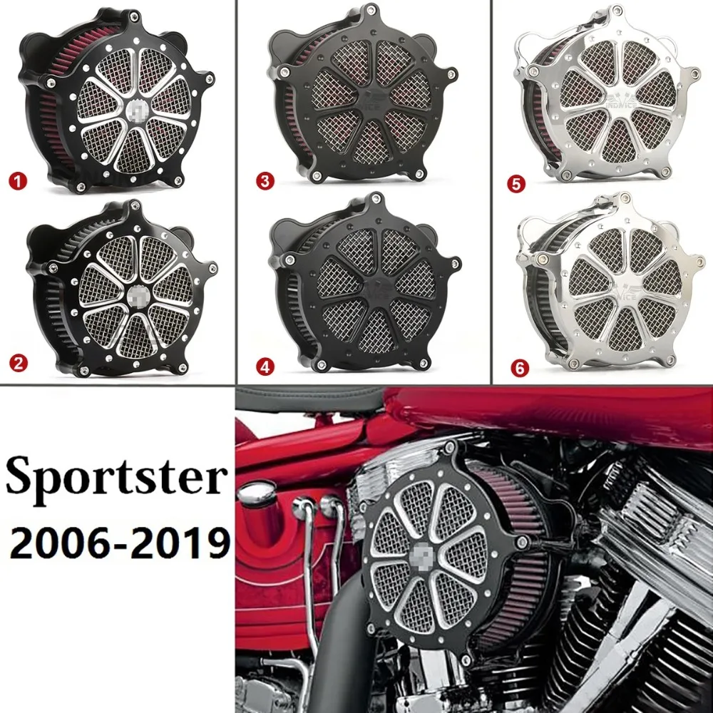 

For harley sportster Venturi cut black Ops high inflow air cleaner filter intake kit aluminum Iron XL883 1200 48 72 2006-2019