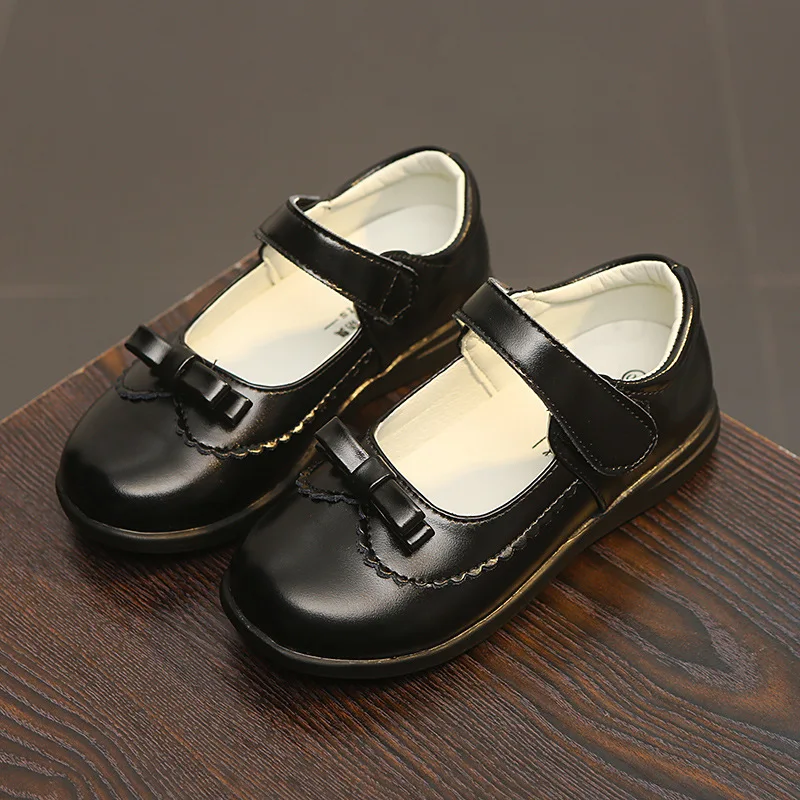 Zapatos de cuero para niños y niñas, calzado escolar para estudiantes, color negro, 4, 5, 6, 7, 8, 9, 10, 11, 12, 13-16T, primavera y otoño