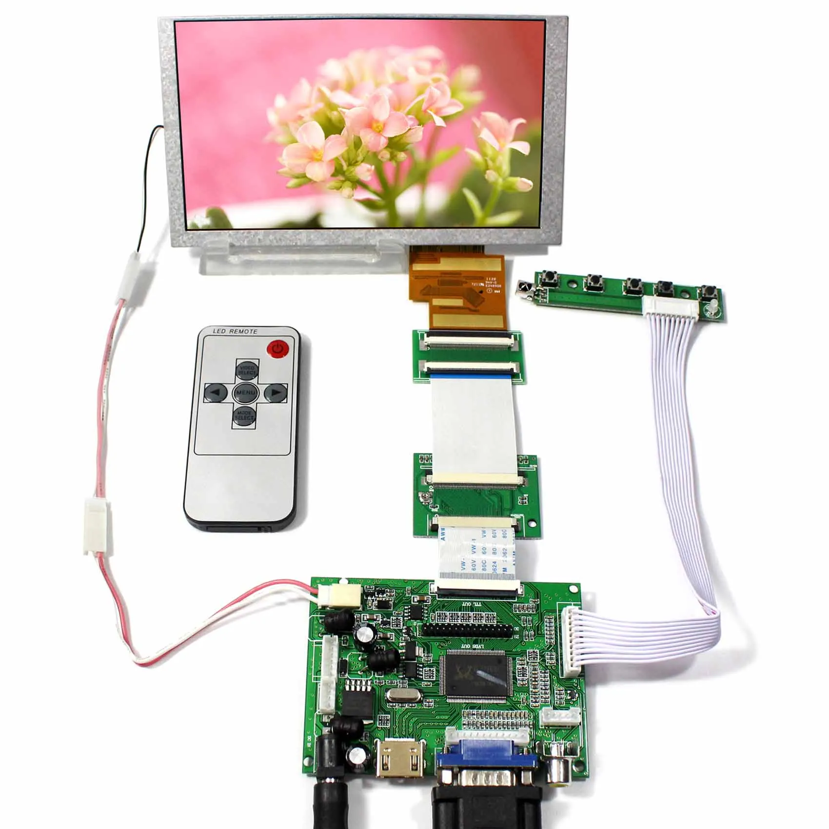 

6.2" HSD062IDW1 800x480 Brightness 400nit LCD Screen with H DMI VGA 2AV Reversing LCD Controller Board for Car Monitor Display