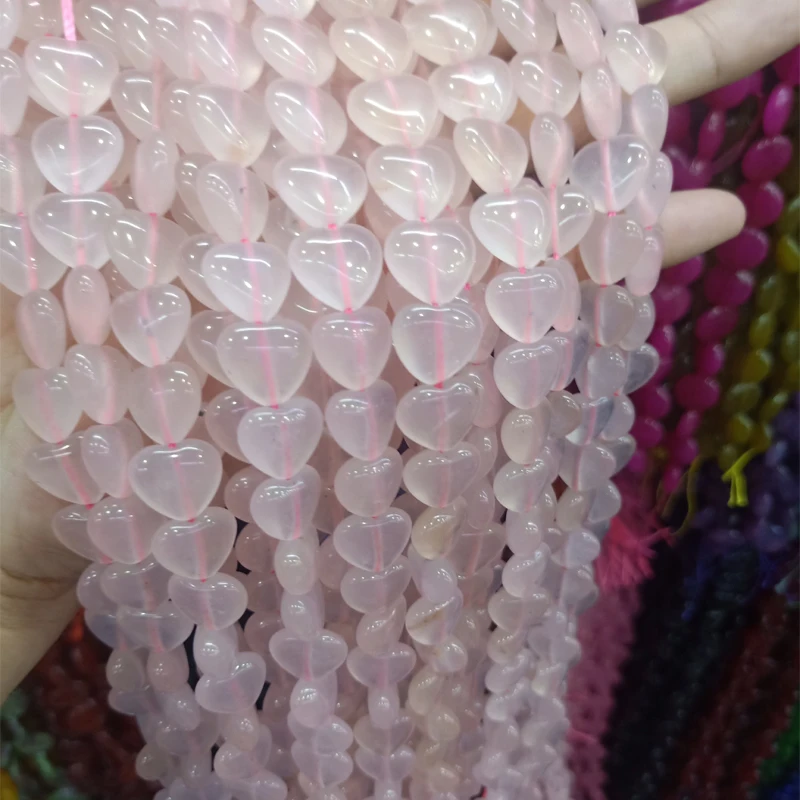 12mm Heart Shape Natural Rose Quartzs Stone Beads For Jewelry Making Loose Pink Crystal Stone Beads Fit Charm Bracelet Earring