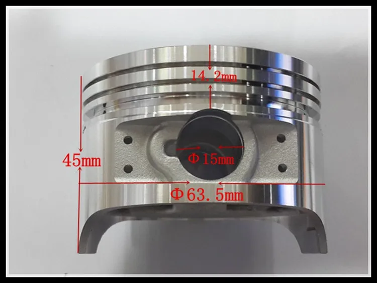 Motorcycle piston assembly  CG200 LF200  Piston ring 163ML Engine Piston diameter 63.5mm Piston diameter 15mm