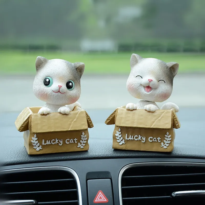 Car Ornaments Cute Cat Shaking Head kitten interior Decoration Car accessories Resin High-end Creative Home Women Gift Cartoon