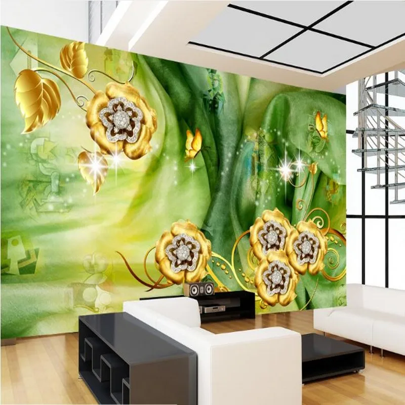 wellyu Custom large fresco noble luxury silk star light jewelry TV background wall  environmental wallpaper papel de parede