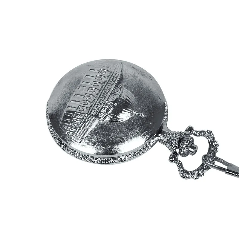 0  Quartz Pocket Watch Silver Islamic Pocket Watch Ancient Palace Castle Pocket Watch With Necklace For Men And Women Ornaments